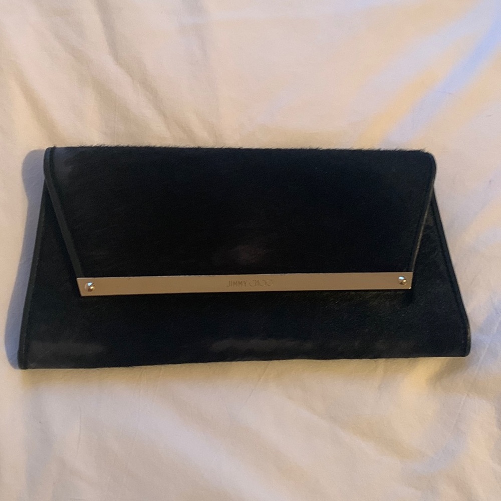 Jimmy Choo black pony clutch